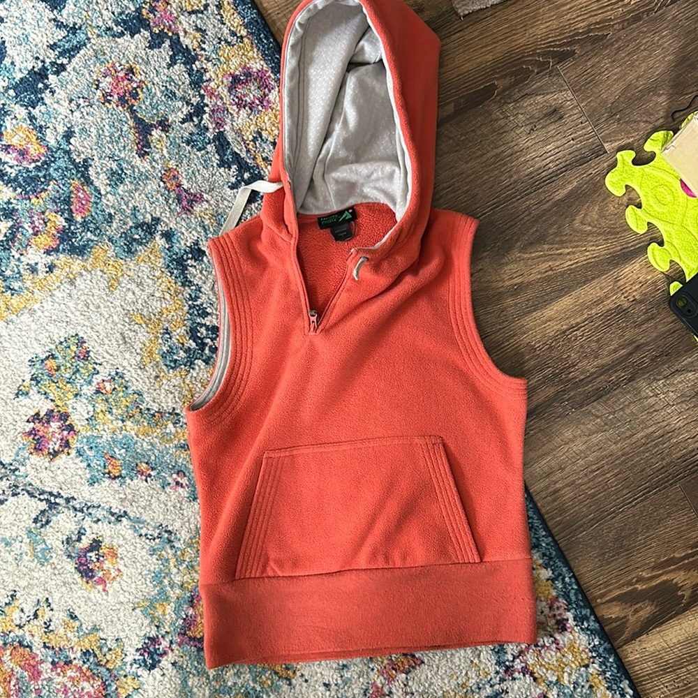 Eastern Mountain Sports Fleece half zip hooded Vest